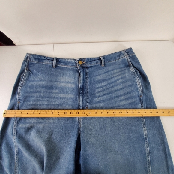 Hi-Rise Wide Leg Cropped Jeans Size 20 Tall Raw Hem Seamed Denim Stretch - Picture 8 of 13